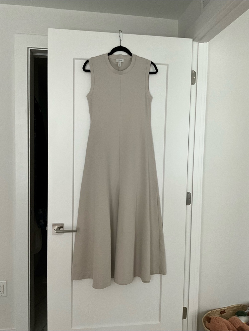COS Sleeveless A-Line Midi Dress in Light Taupe